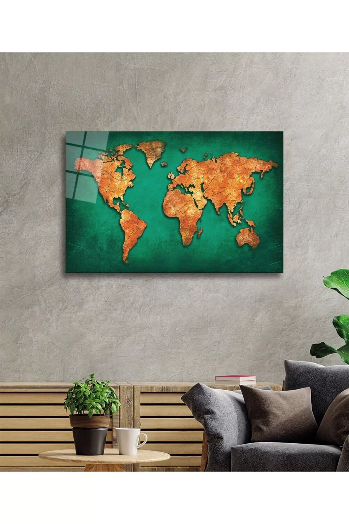 World Map Glass Painting