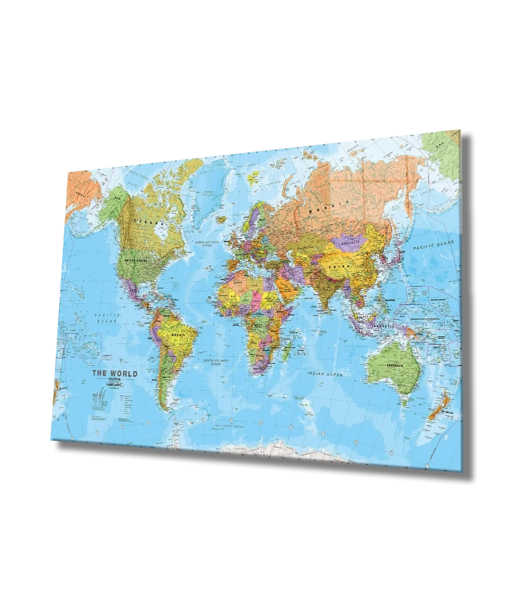 World Map Glass Painting