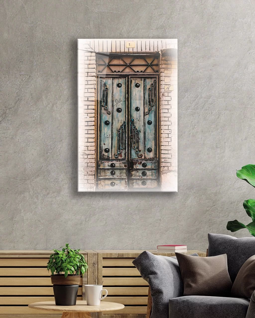 Old Iron Door Glass Painting