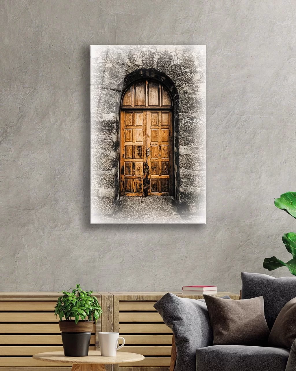 Old Door Glass Painting