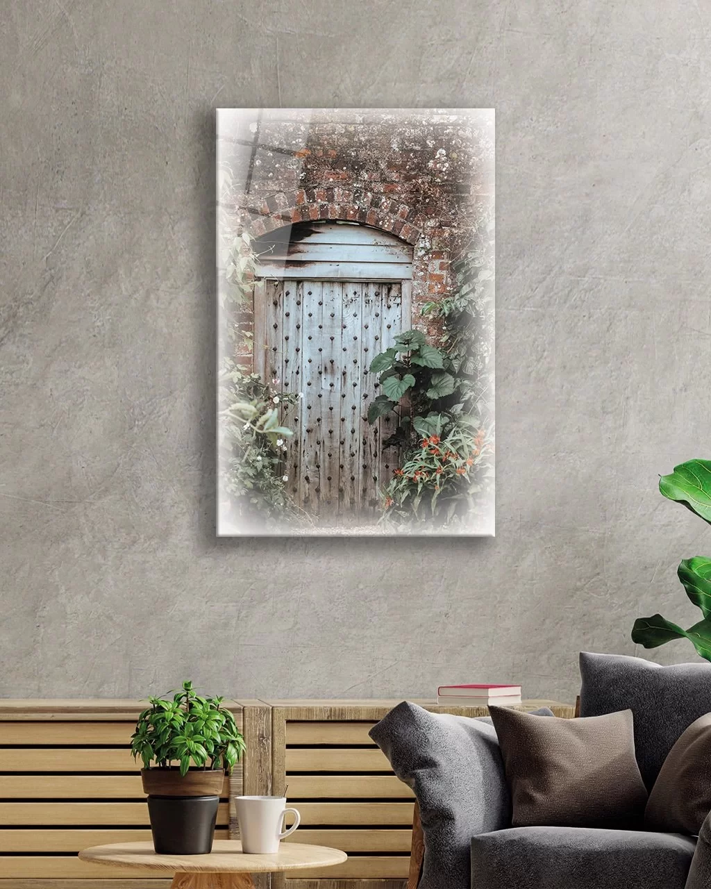 Old Door Glass Painting