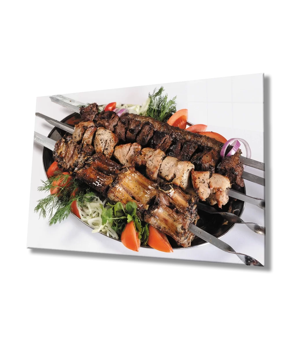 Meat Skewers Glass Table