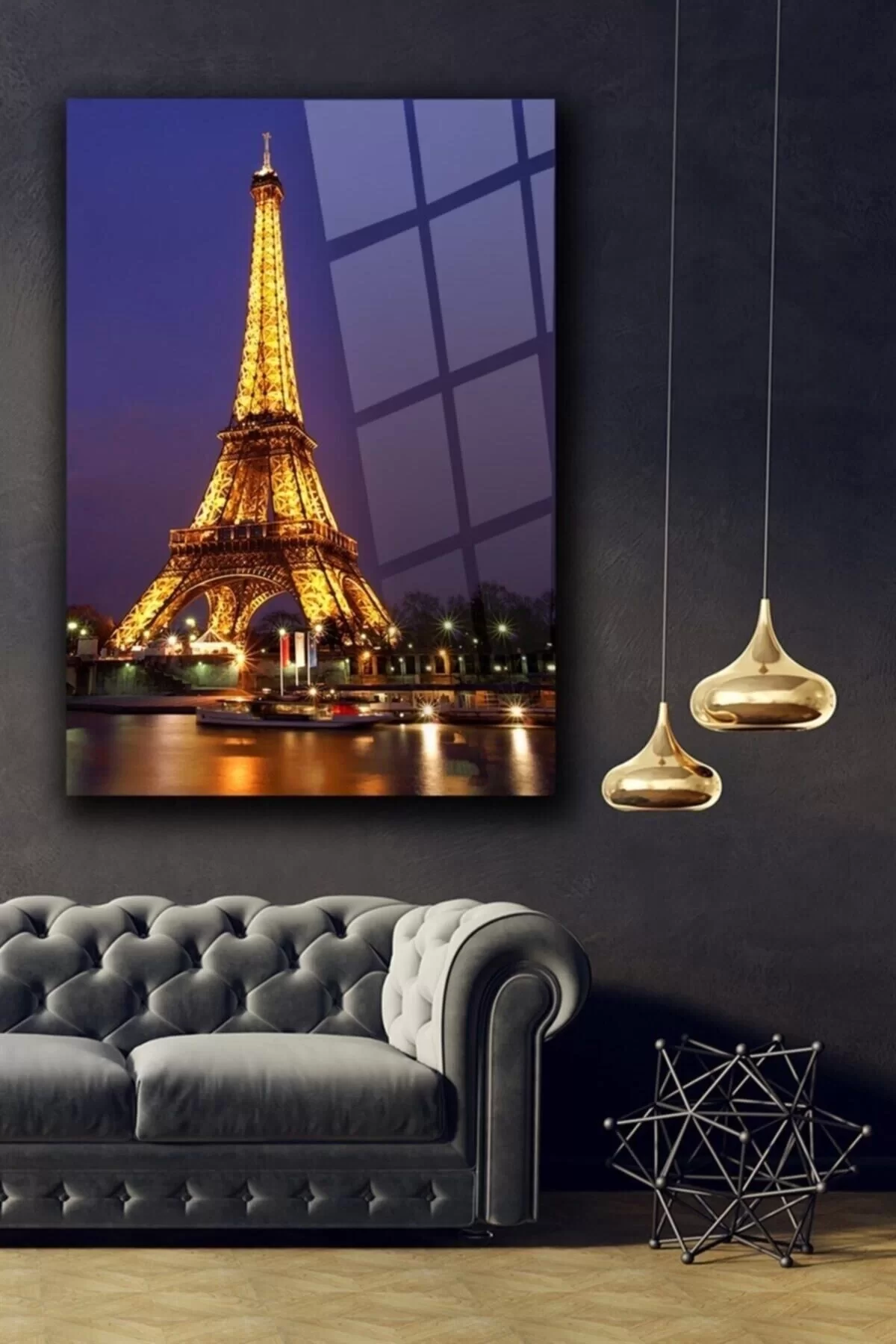 Eiffel Tower Glass Painting Wall Decoration