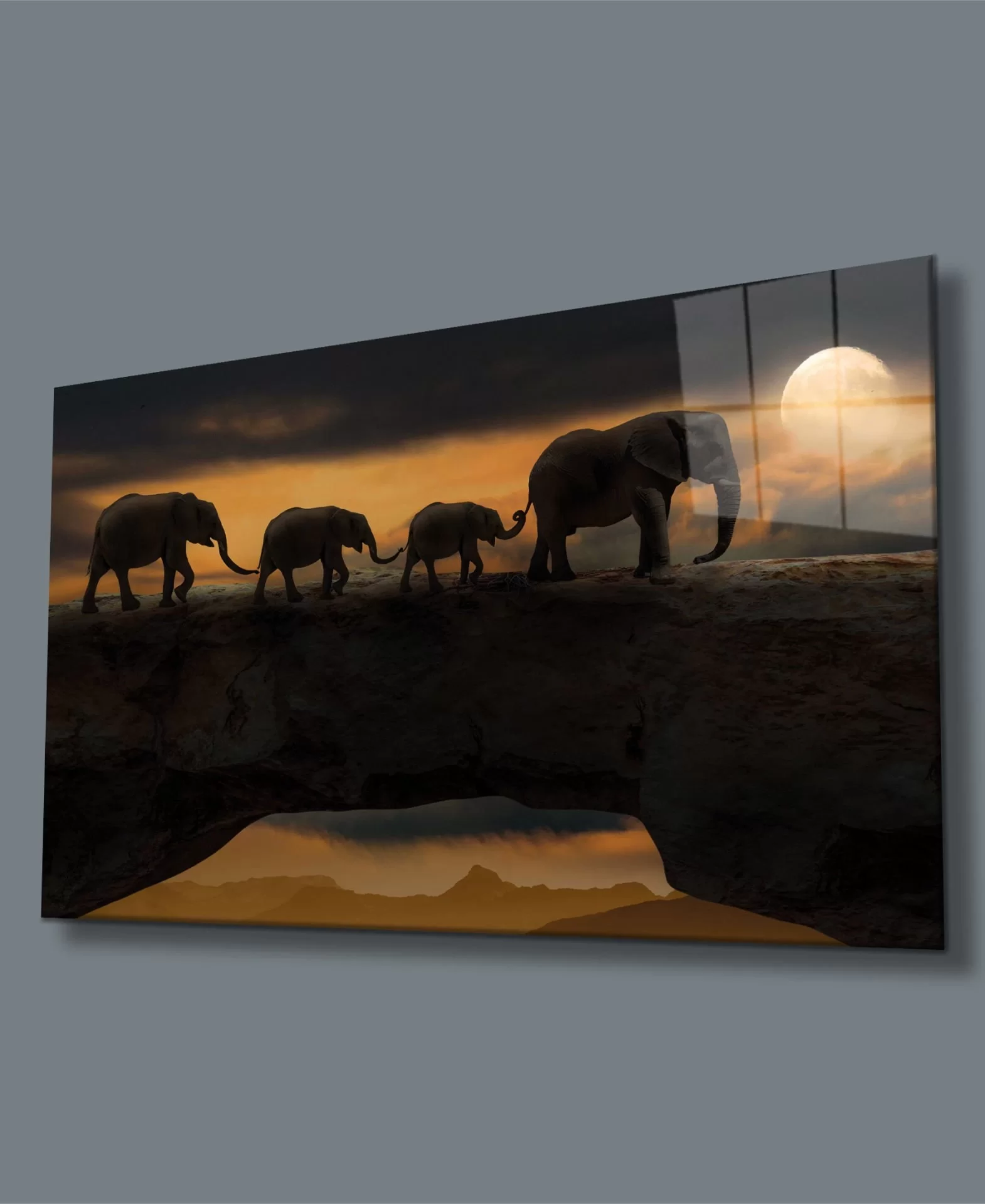 Elephants Glass Painting