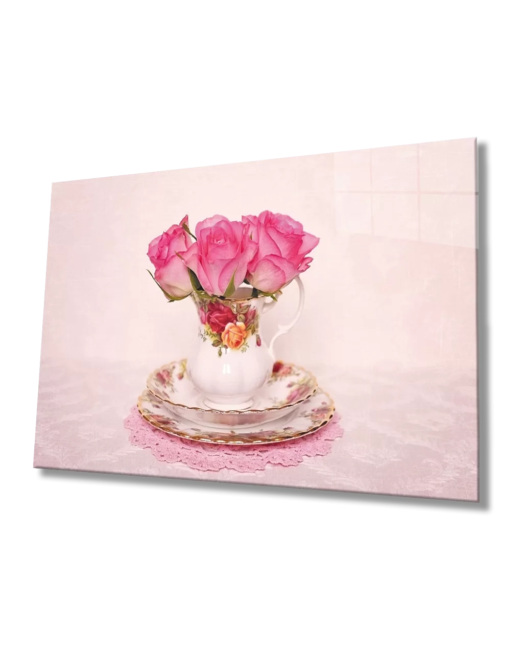 Pink Roses in Cup Table