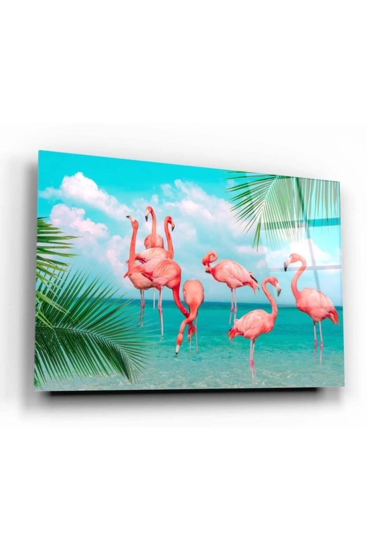 Flamingos Glass Painting