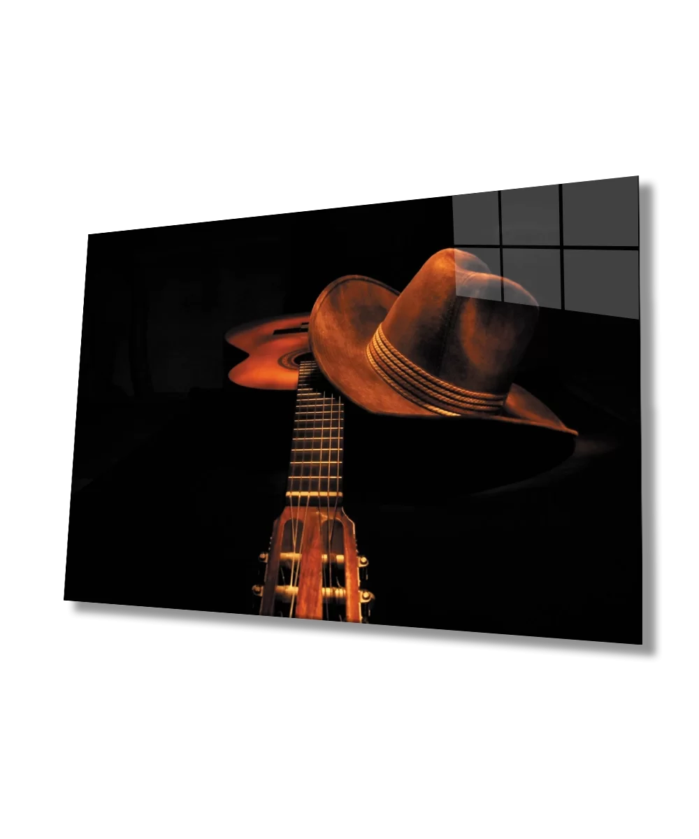 Fedora Guitar Glass Table Fedora Guitar