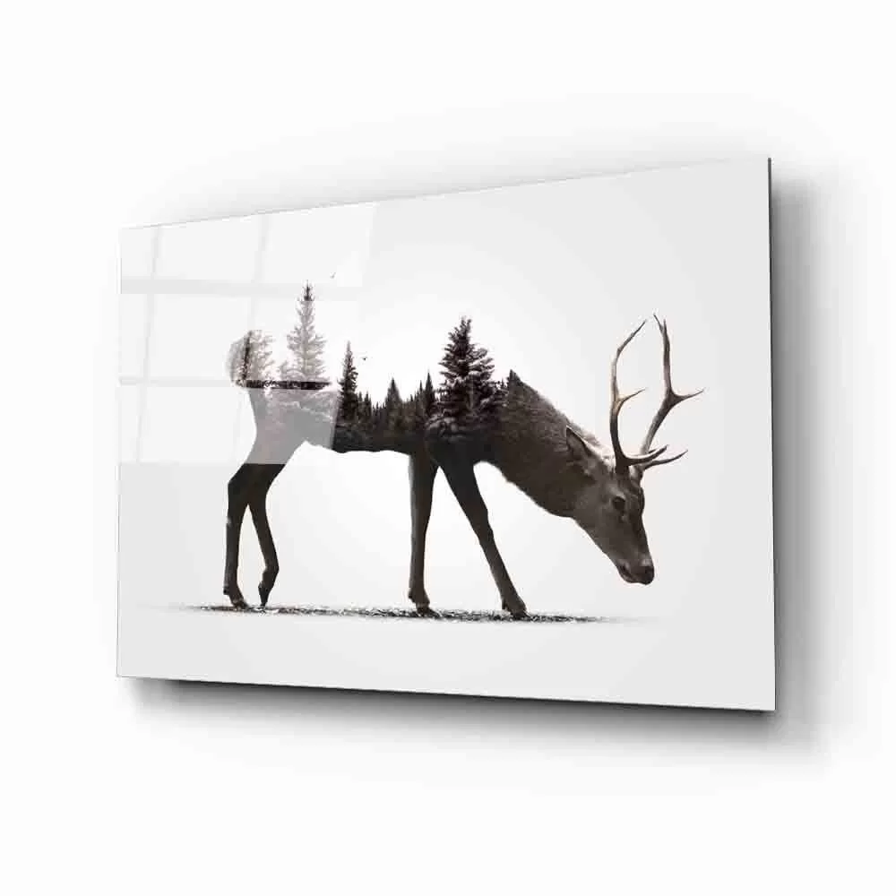 Futuristic Deer Landscape Glass Painting