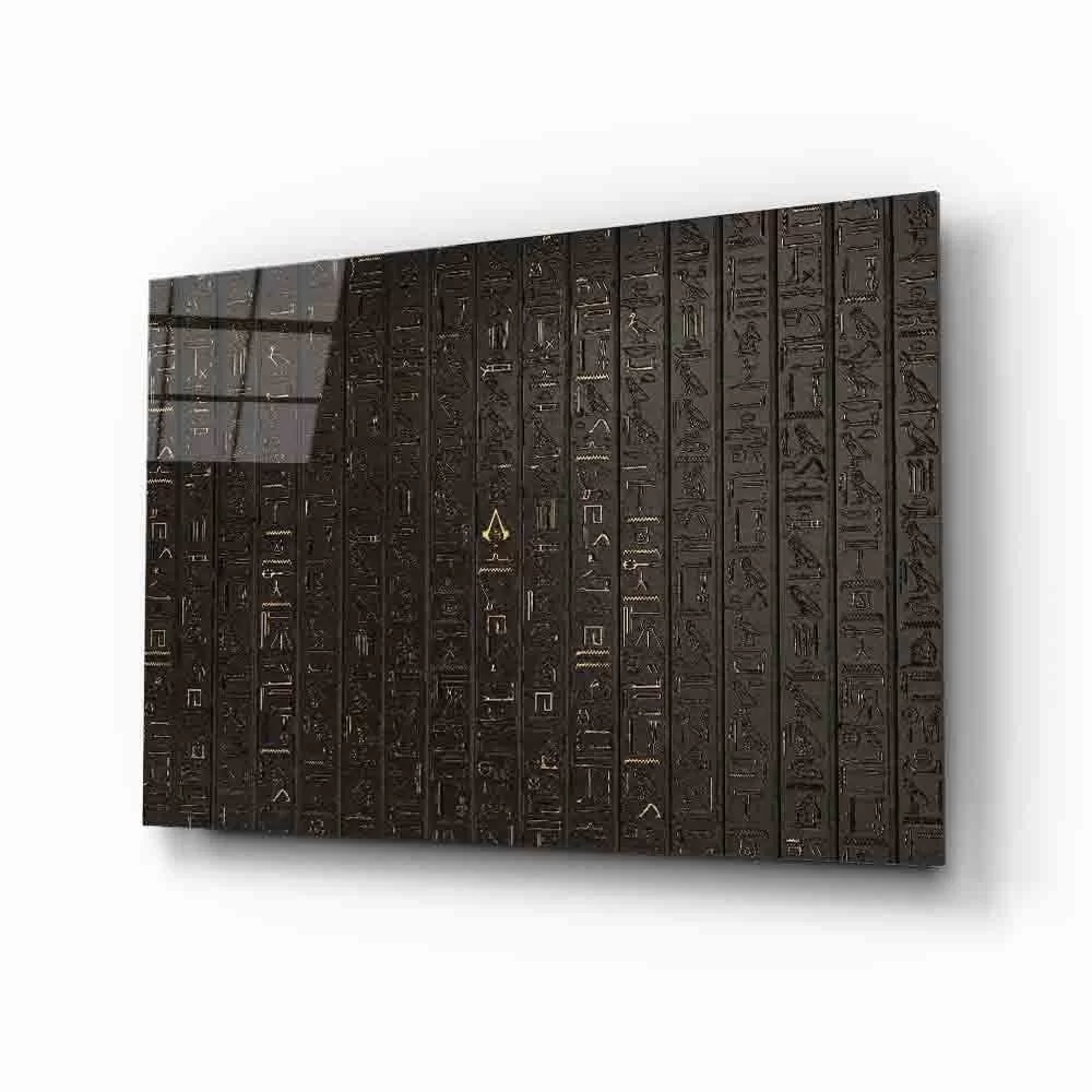 Futuristic Hieroglyph Tablet Glass Painting