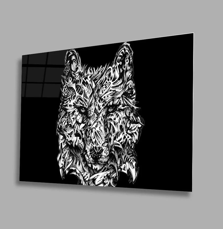 Futuristic Wolf Glass Painting