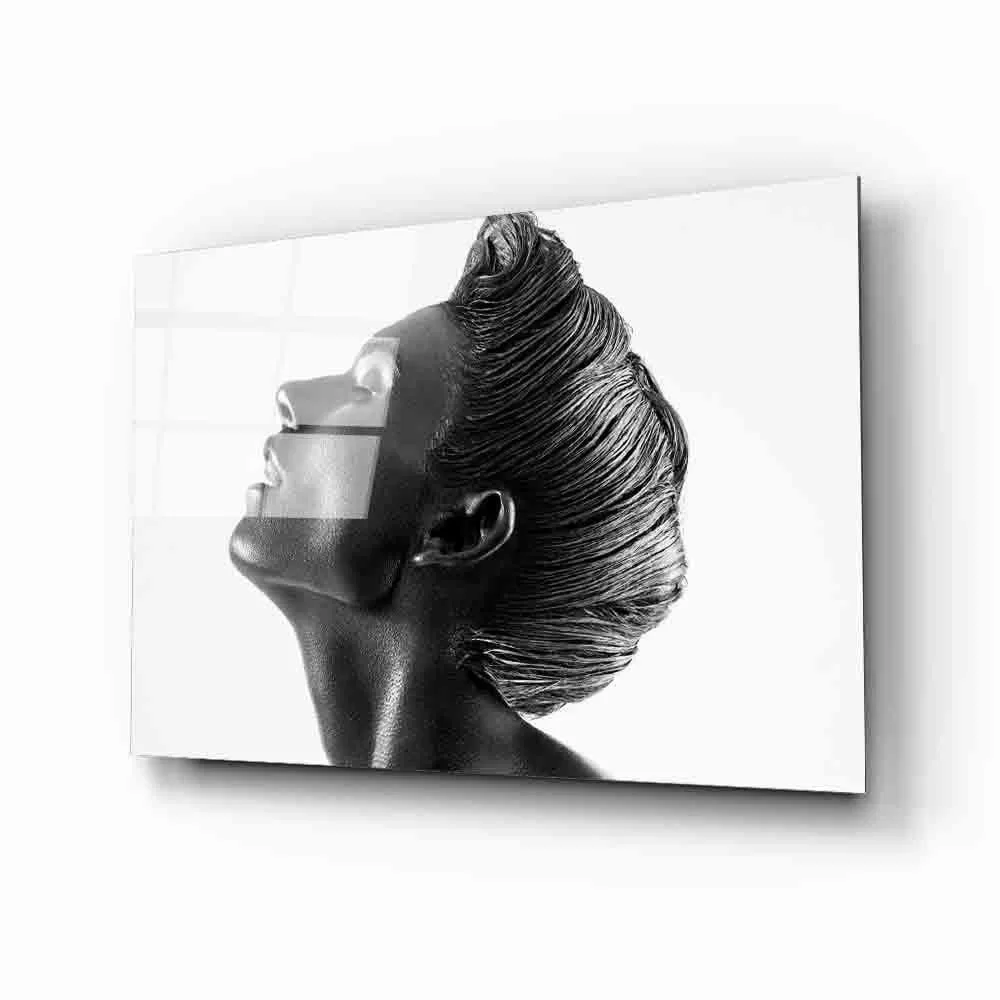 Futuristic Black and White Human Glass Painting