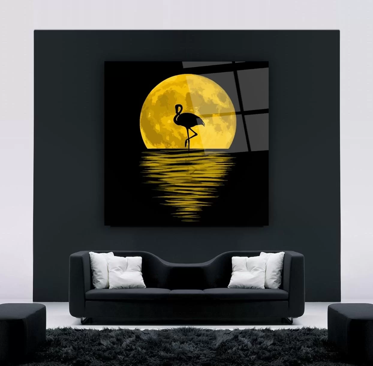 Swan Dancing in the Moonlight at Night Artistic Glass Painting