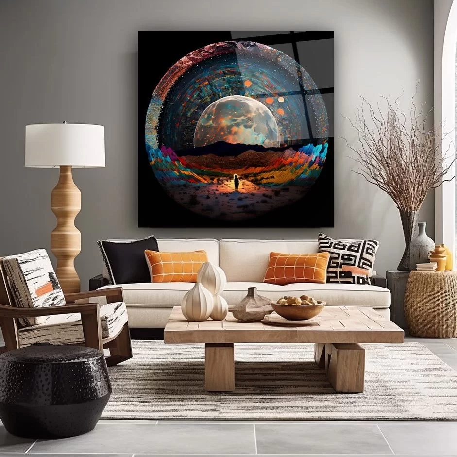 Planet Themed Artistic Glass Painting