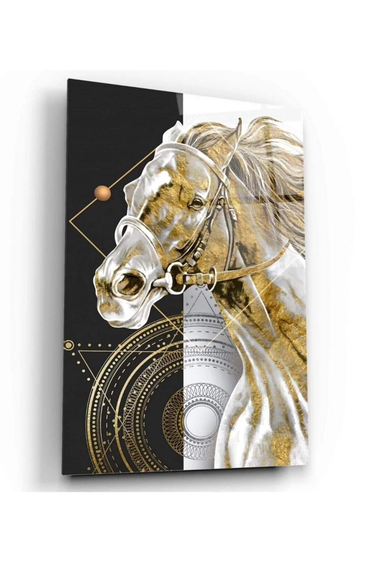 Gold Horse Glass Painting