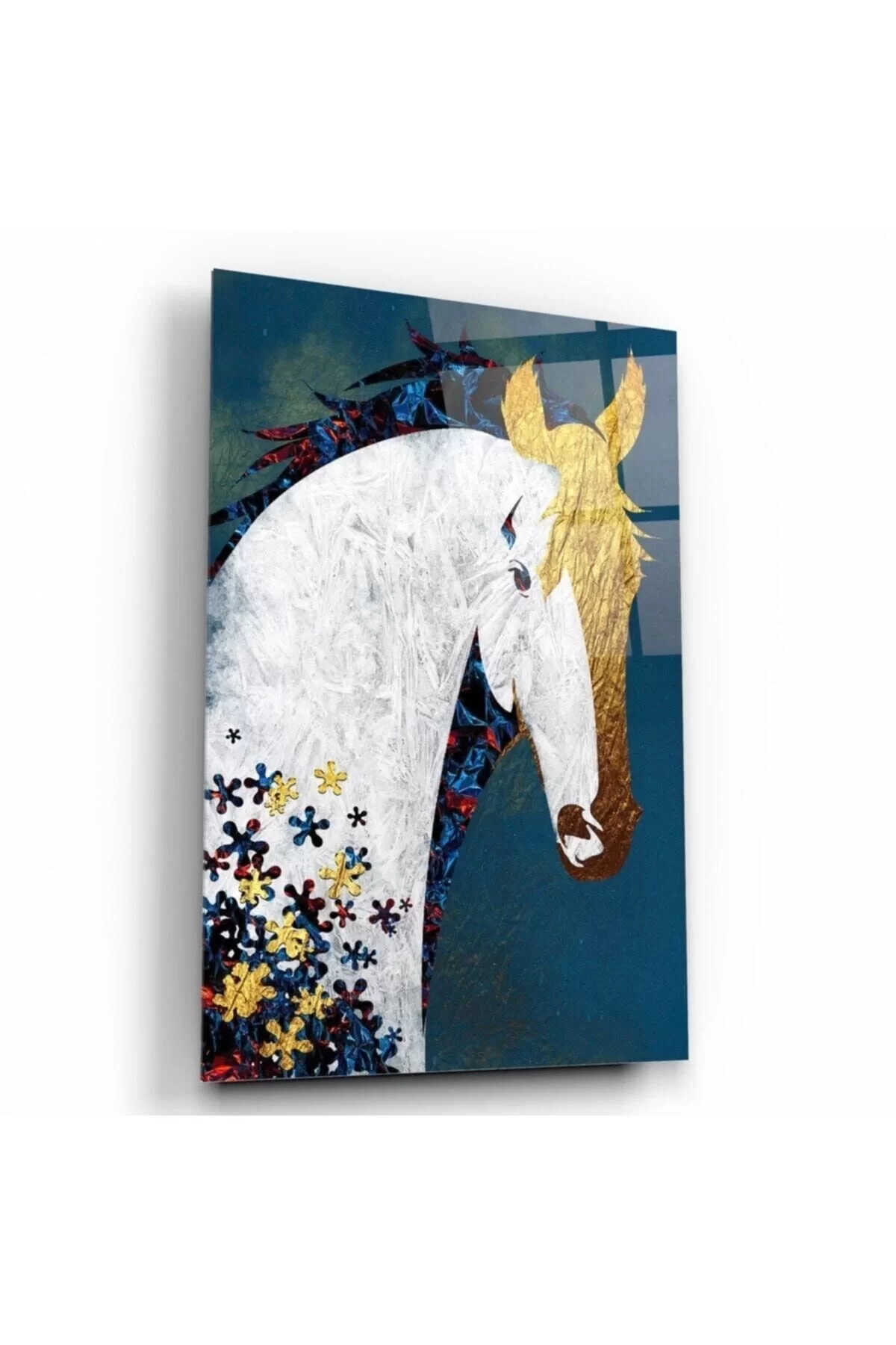 Gold Horse Glass Painting