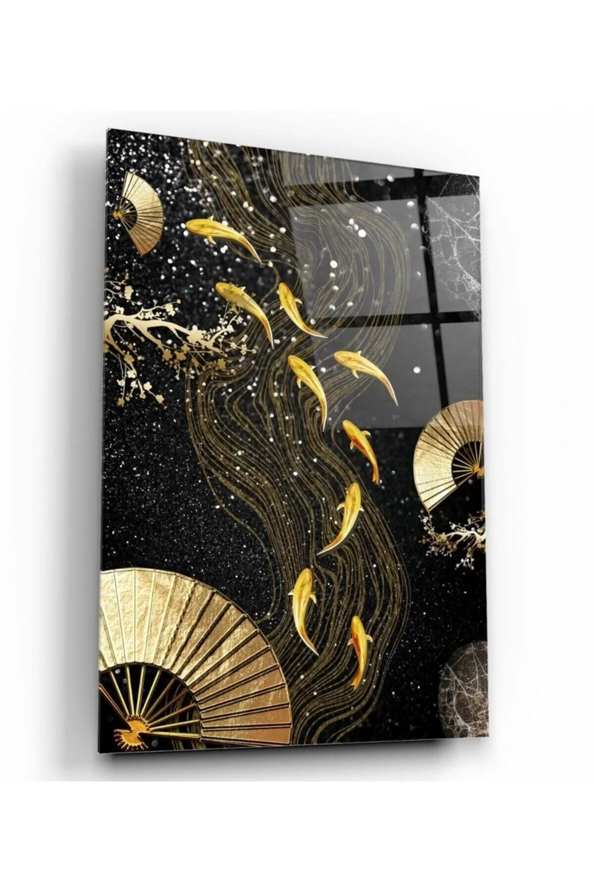 Gold Fishes Glass Painting