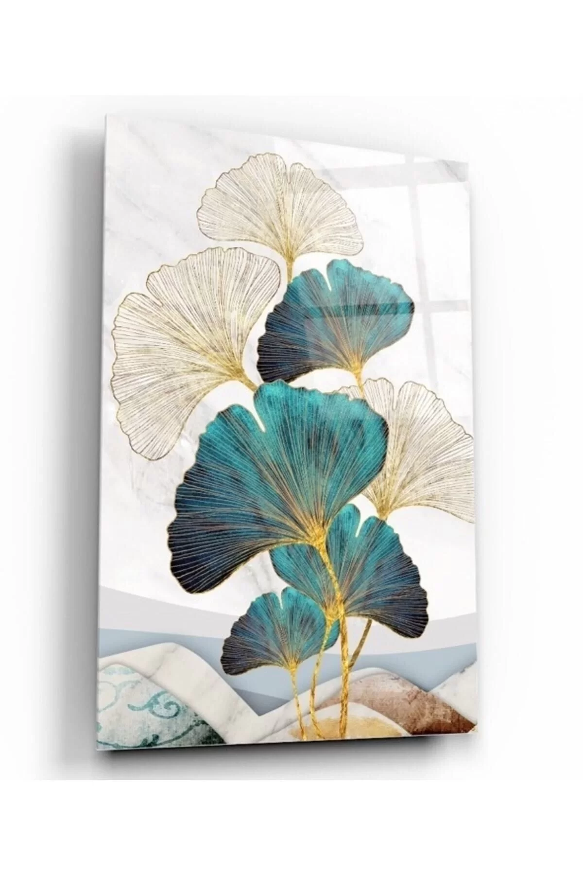 Gold Flowers Glass Painting