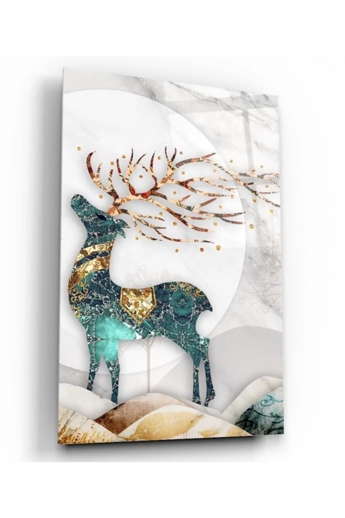 Gold Deer Glass Painting