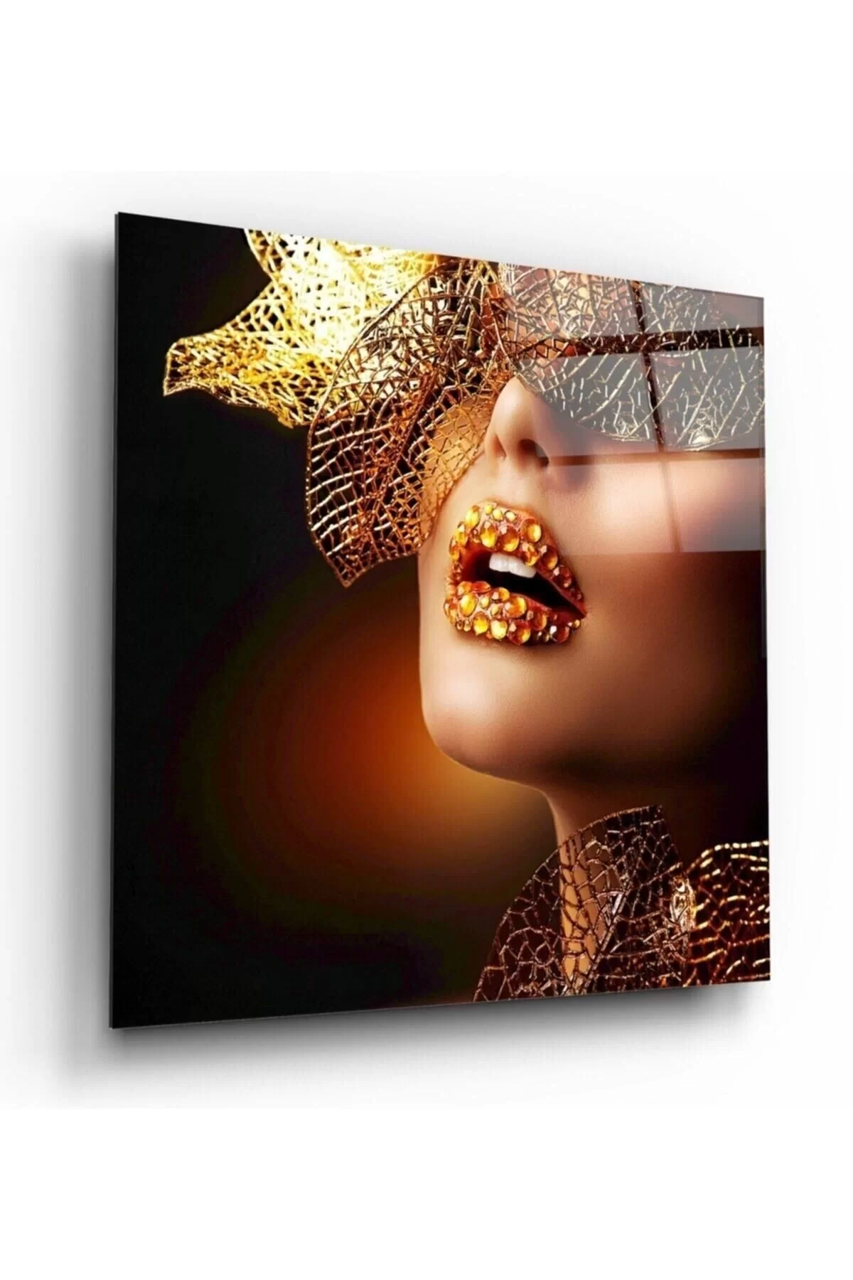 Gold Woman Glass Painting