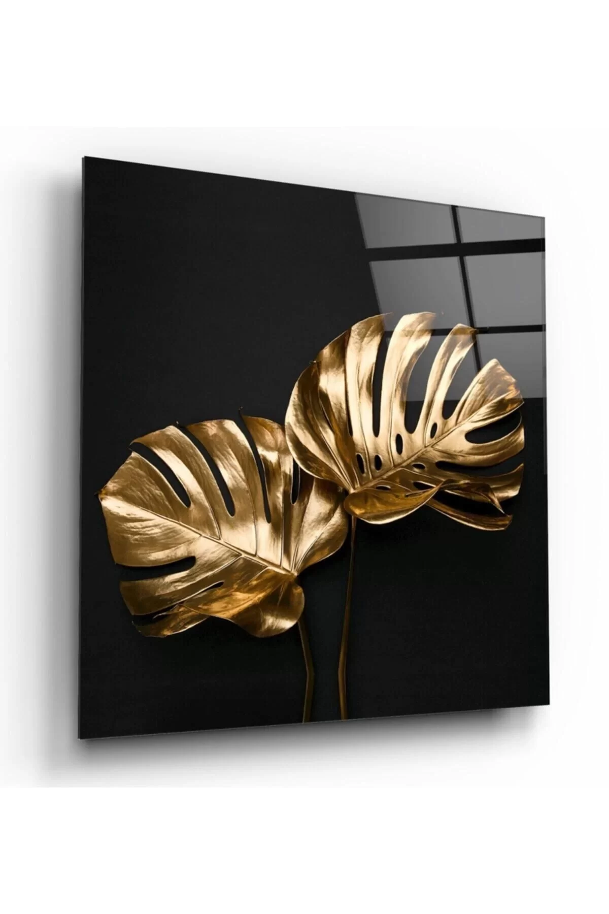 Gold Leaves Glass Table