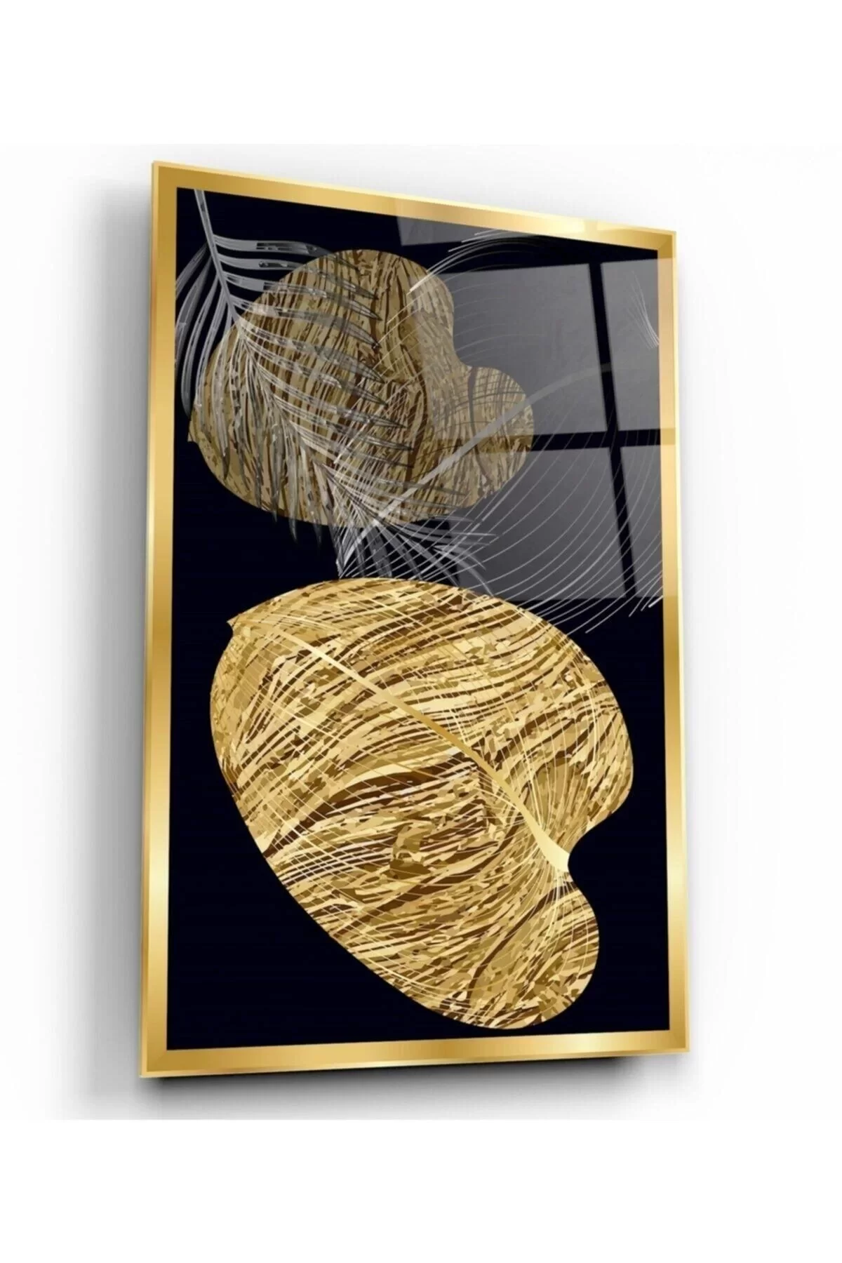 Gold Leaves Glass Table