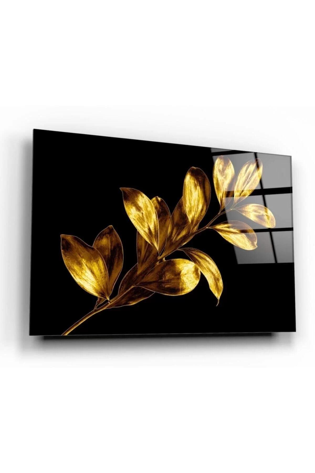 Gold Leaves Glass Table