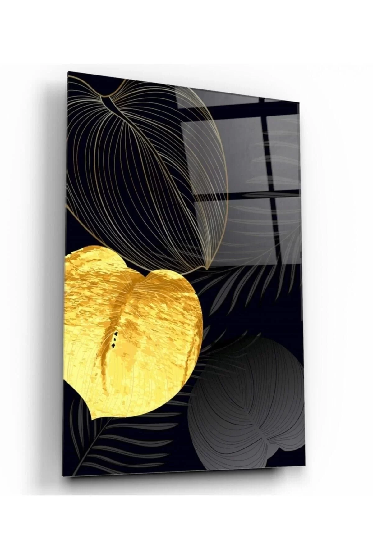 Gold Leaves Glass Table