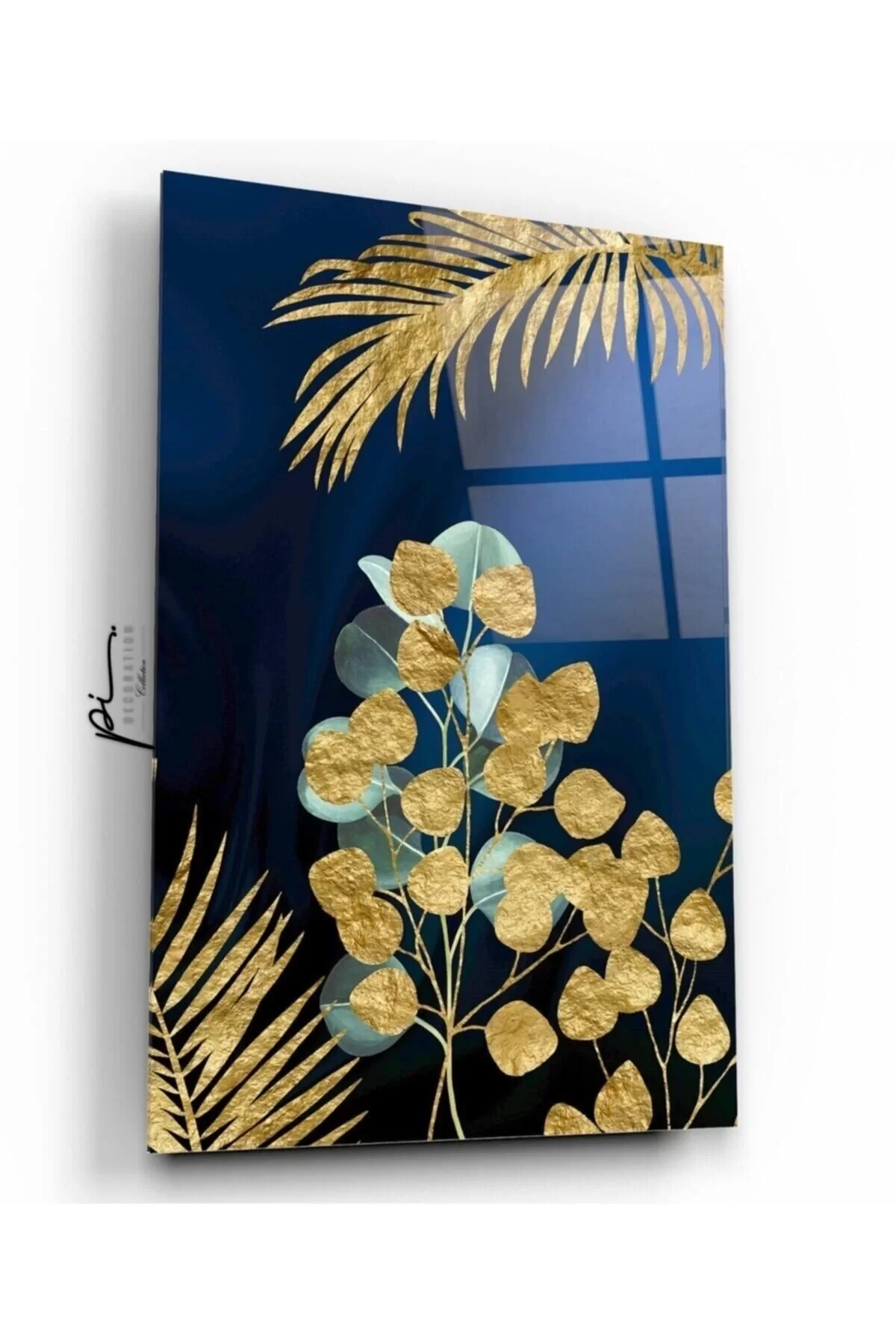 Gold Leaves Glass Table