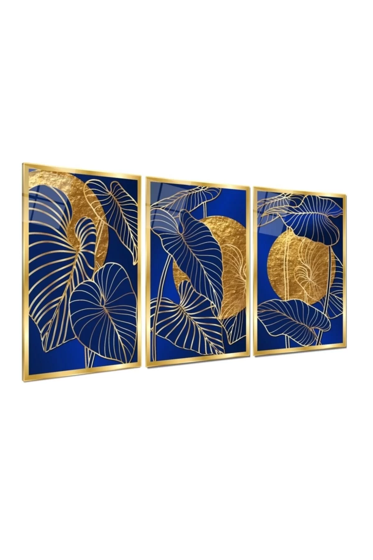 Gold Leaves Triple Glass Table