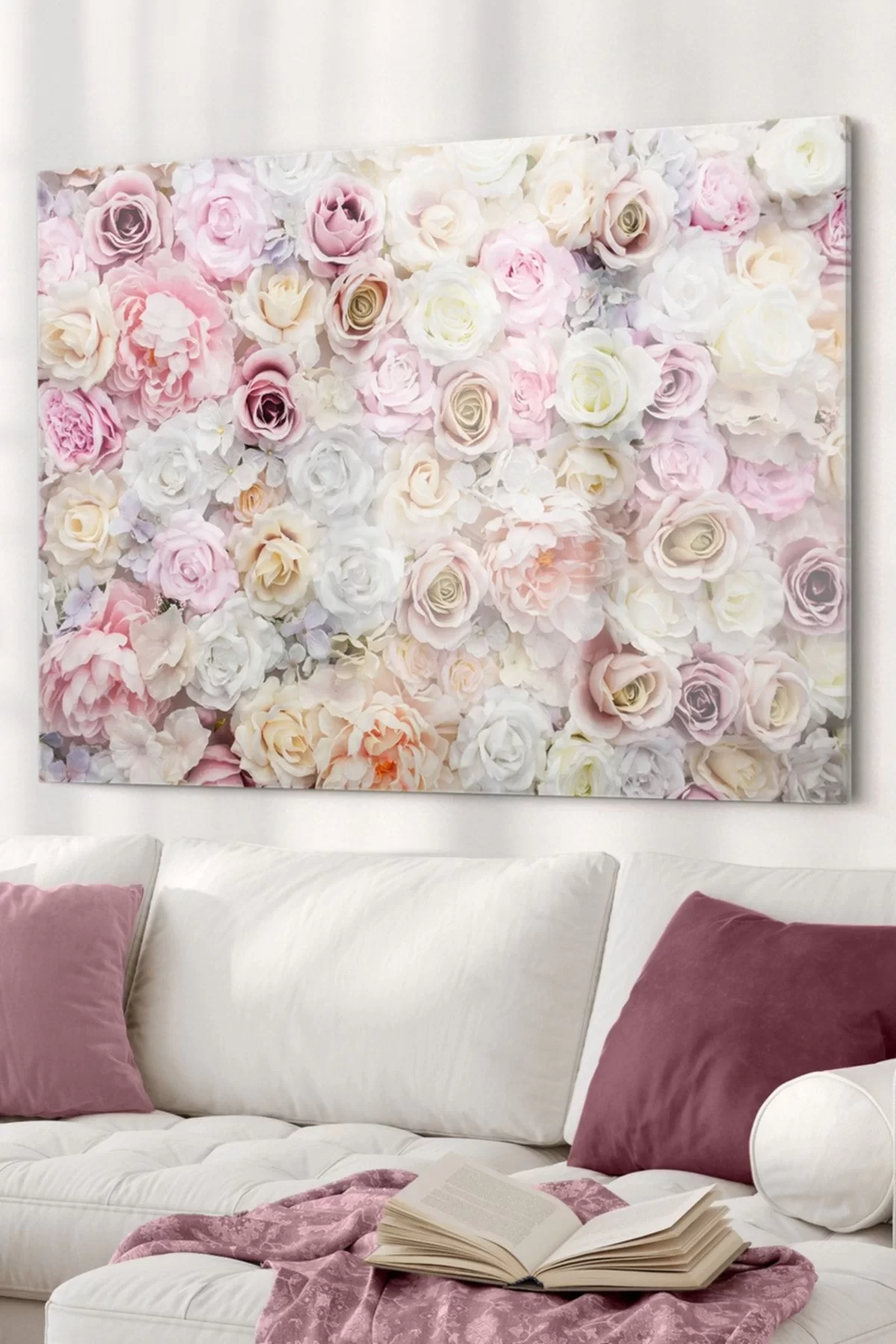 Rose Patterned | Flower Themed Glass Painting | 50x70cm