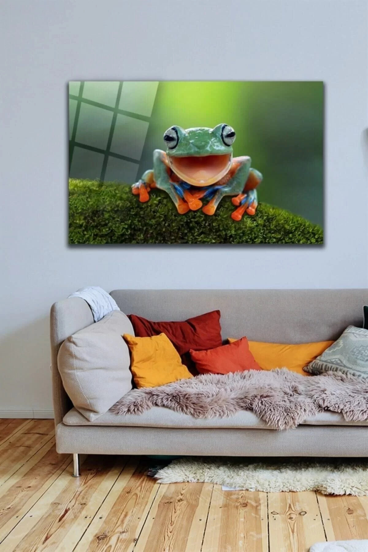 Laughing Frog Glass Painting Wall Decoration