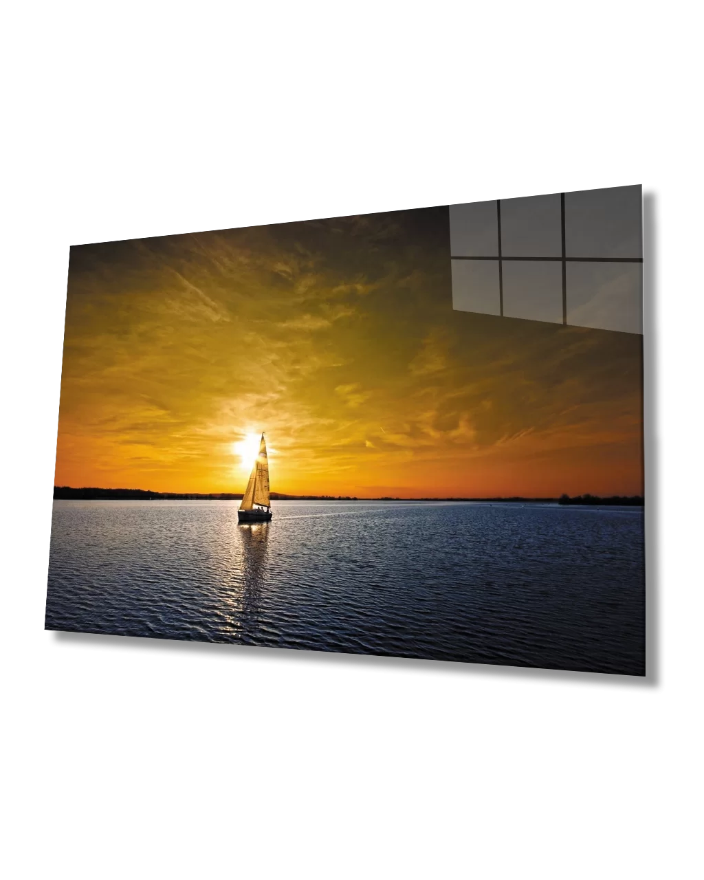 Sunset Sea Sailing Glass Painting