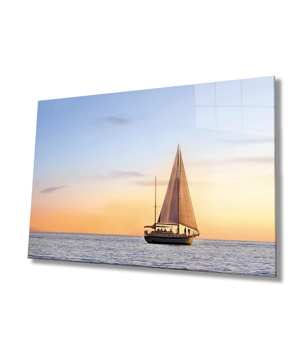 Sunset Sea Sail Glass Painting Sunset Sea Sail