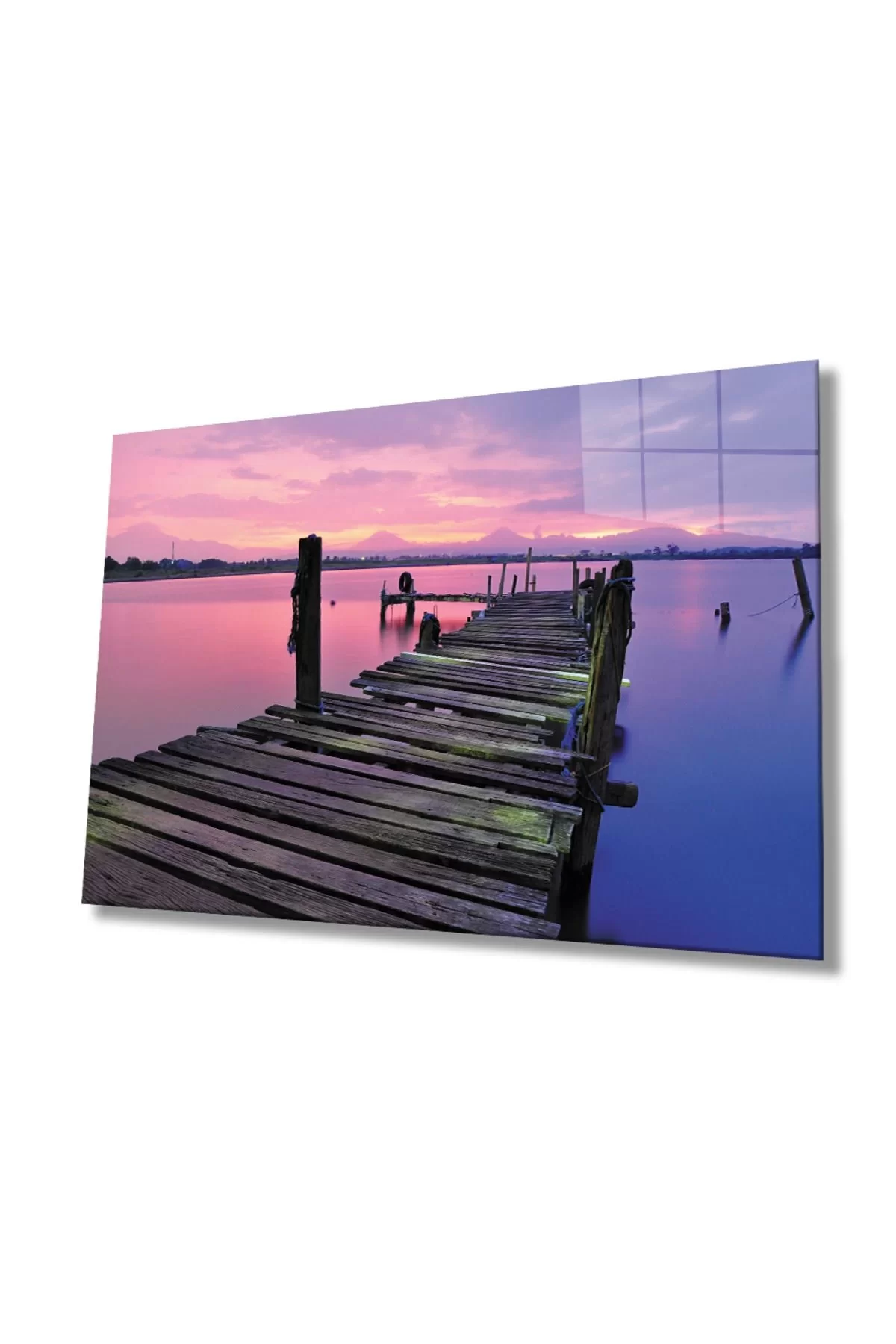 Sunset Pier Glass Painting, Home And Office Wall Decoration