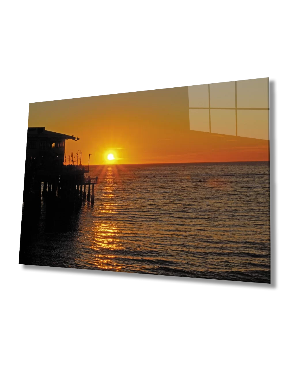 Sunset Pier Camellia Sea Glass Painting