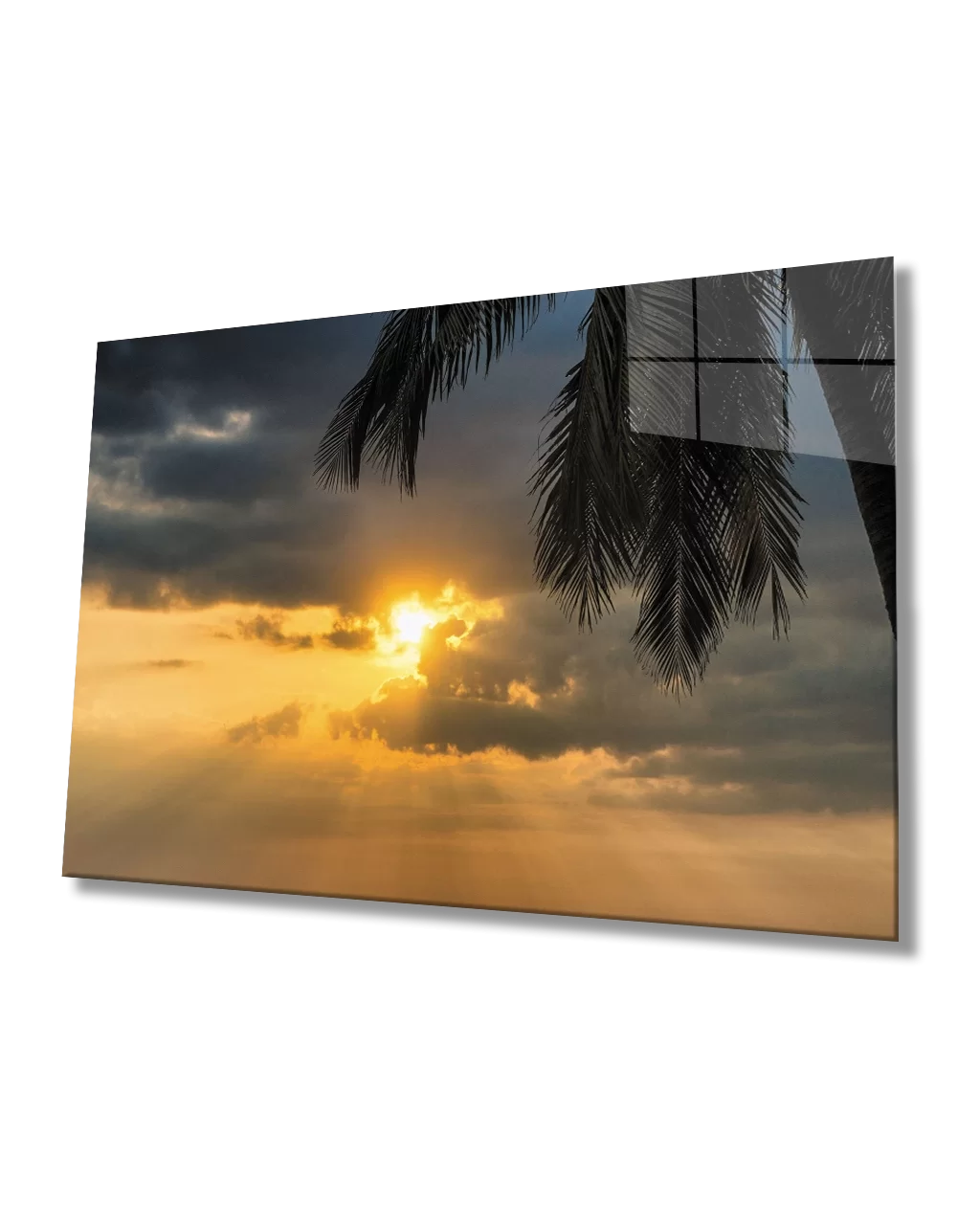 Sunset Palm Tree Glass Table Sunset Palm Table