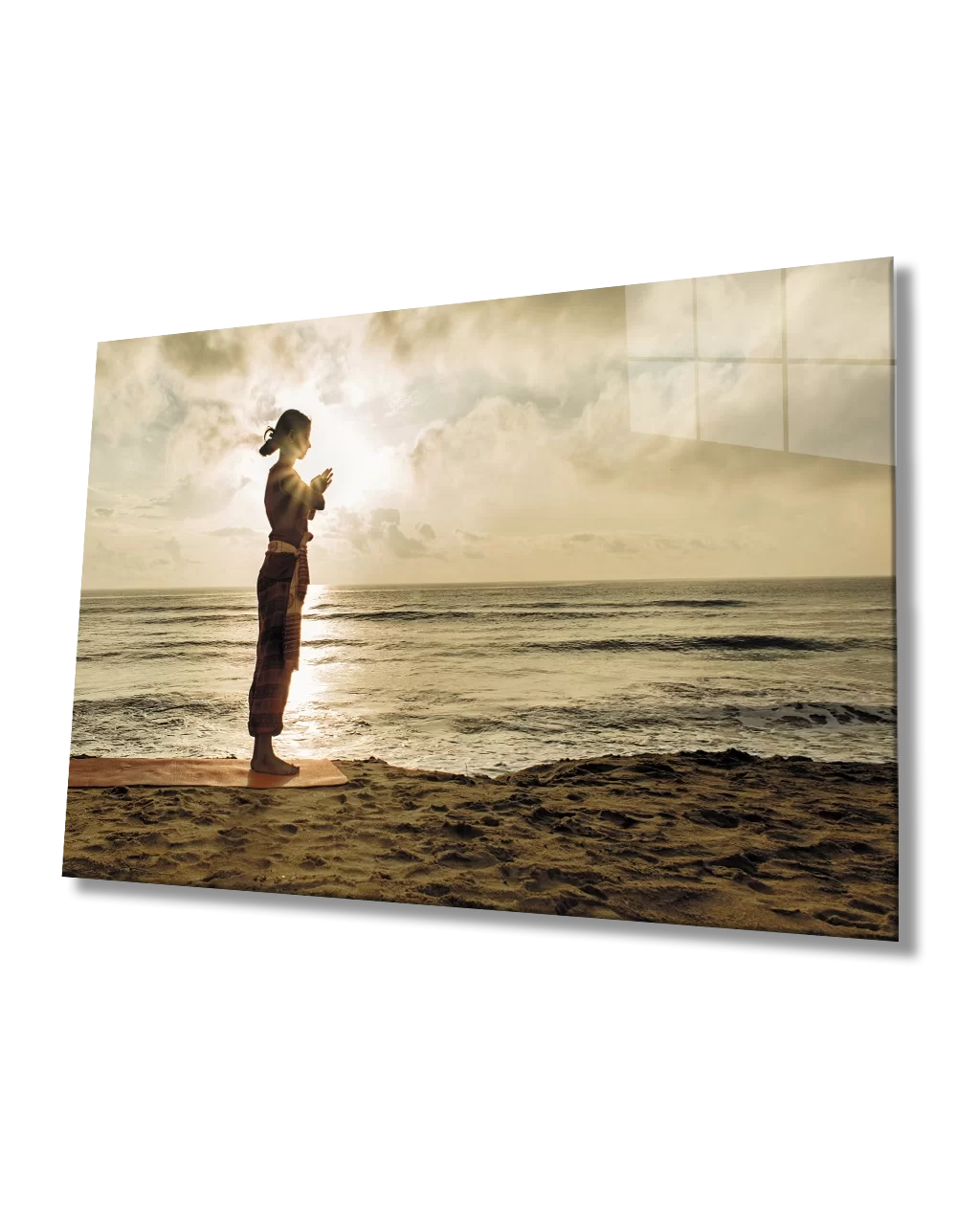 Woman Doing Yoga on the Beach at Sunset