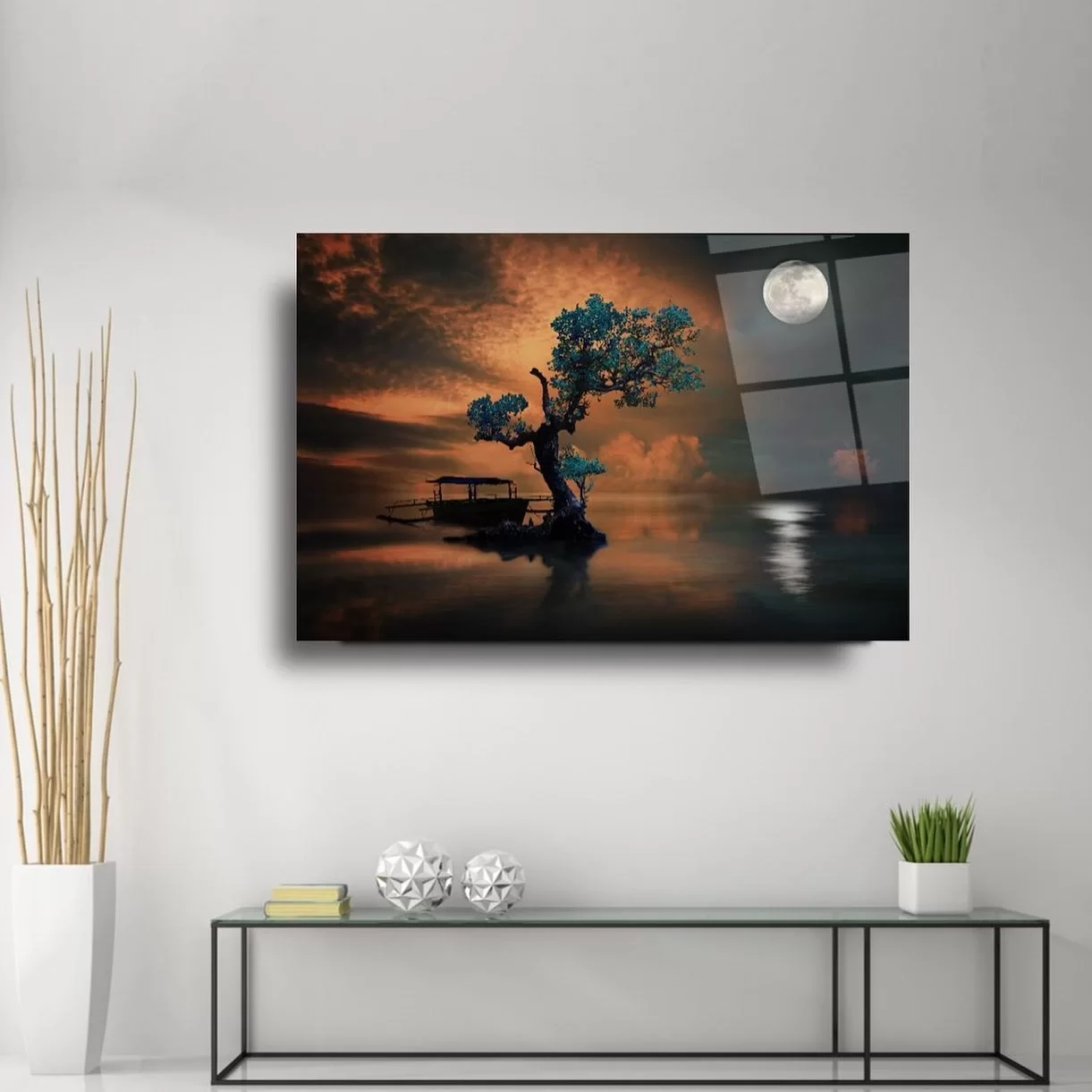 Sunset Sandalwood Landscape Artistic Glass Painting