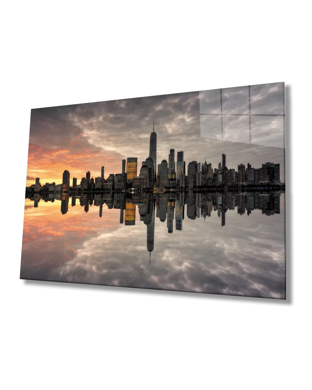 Sunset City Landscape Glass Painting