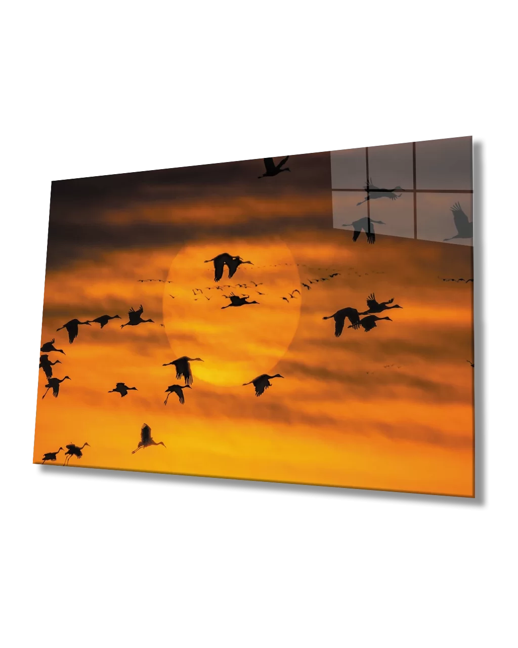 Birds at Sunset Glass Painting