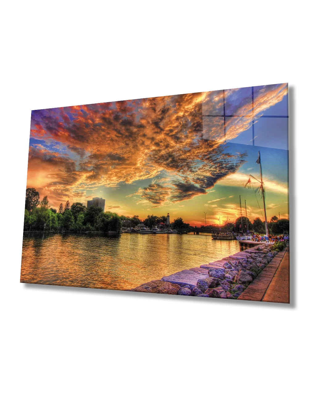 Cityscape Glass Painting at Sunset