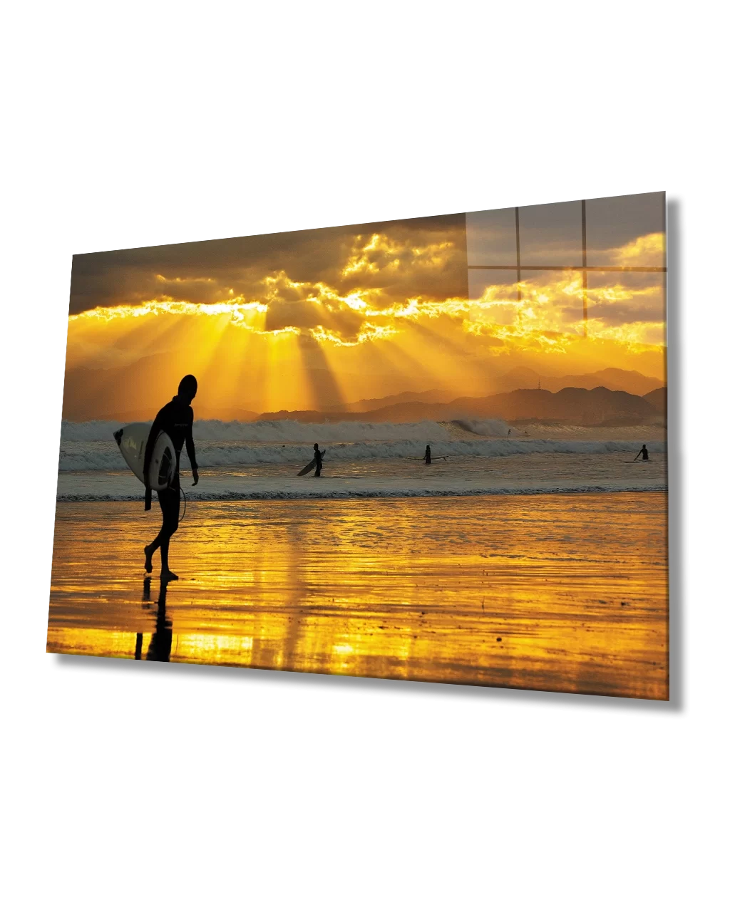 Surfer Glass Painting at Sunset