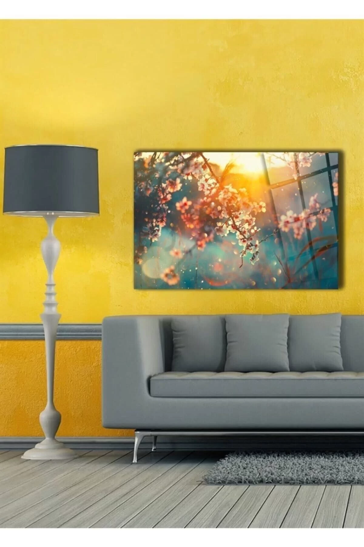 Sun And Leaves Glass Painting Wall Decoration