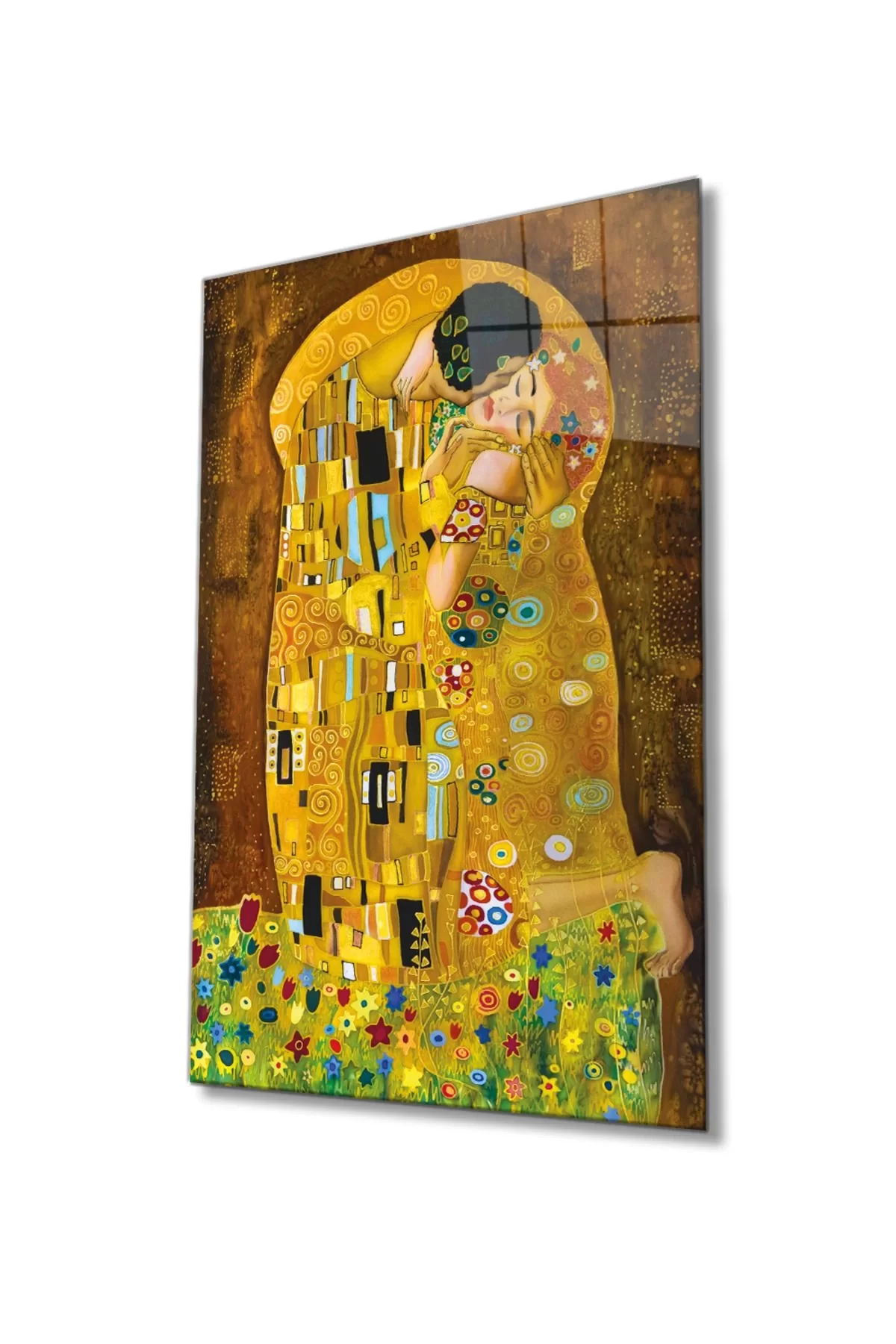 Gustav Klimt The Kiss Glass Painting, Home And Office Wall Decoration,