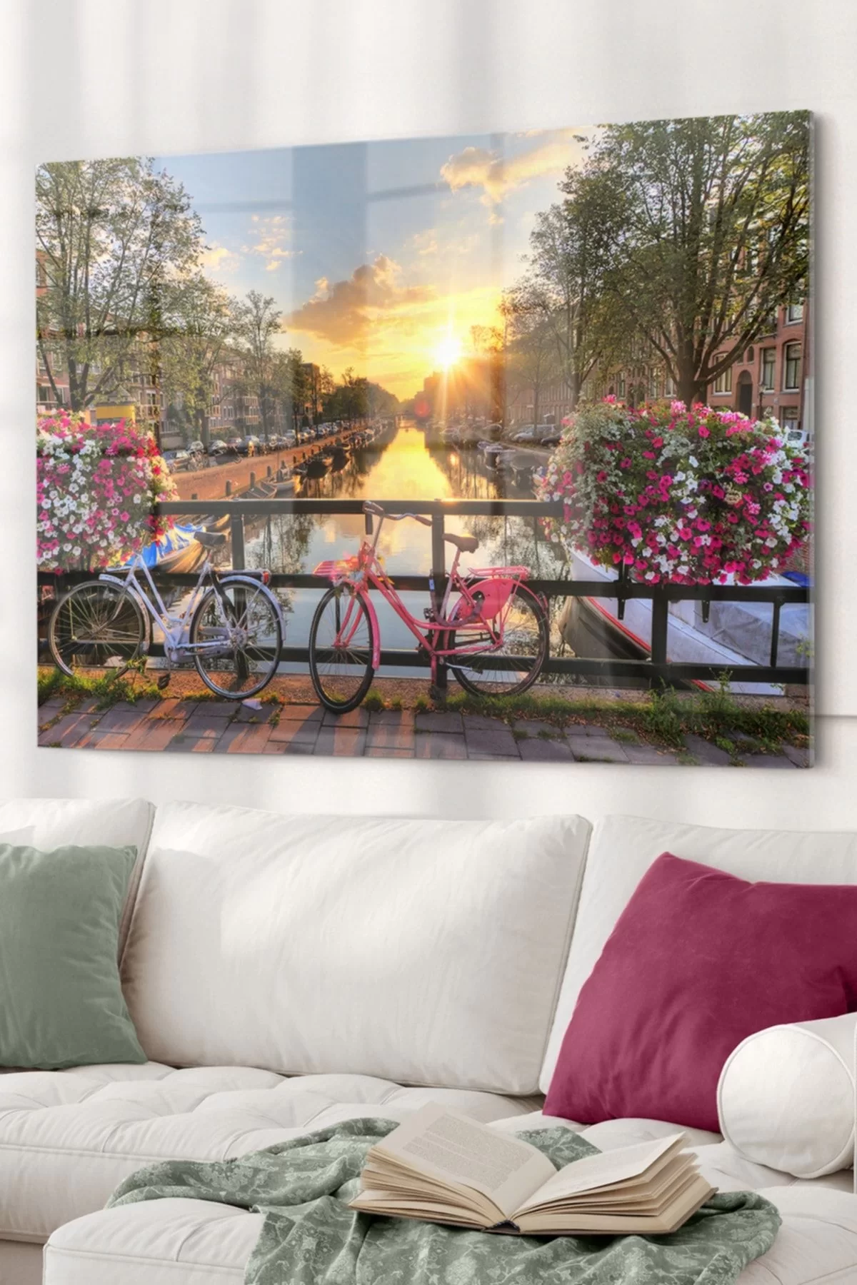 Netherlands Utrecht Bicycle Bridge | Landscape Themed Glass Painting | 50x70cm