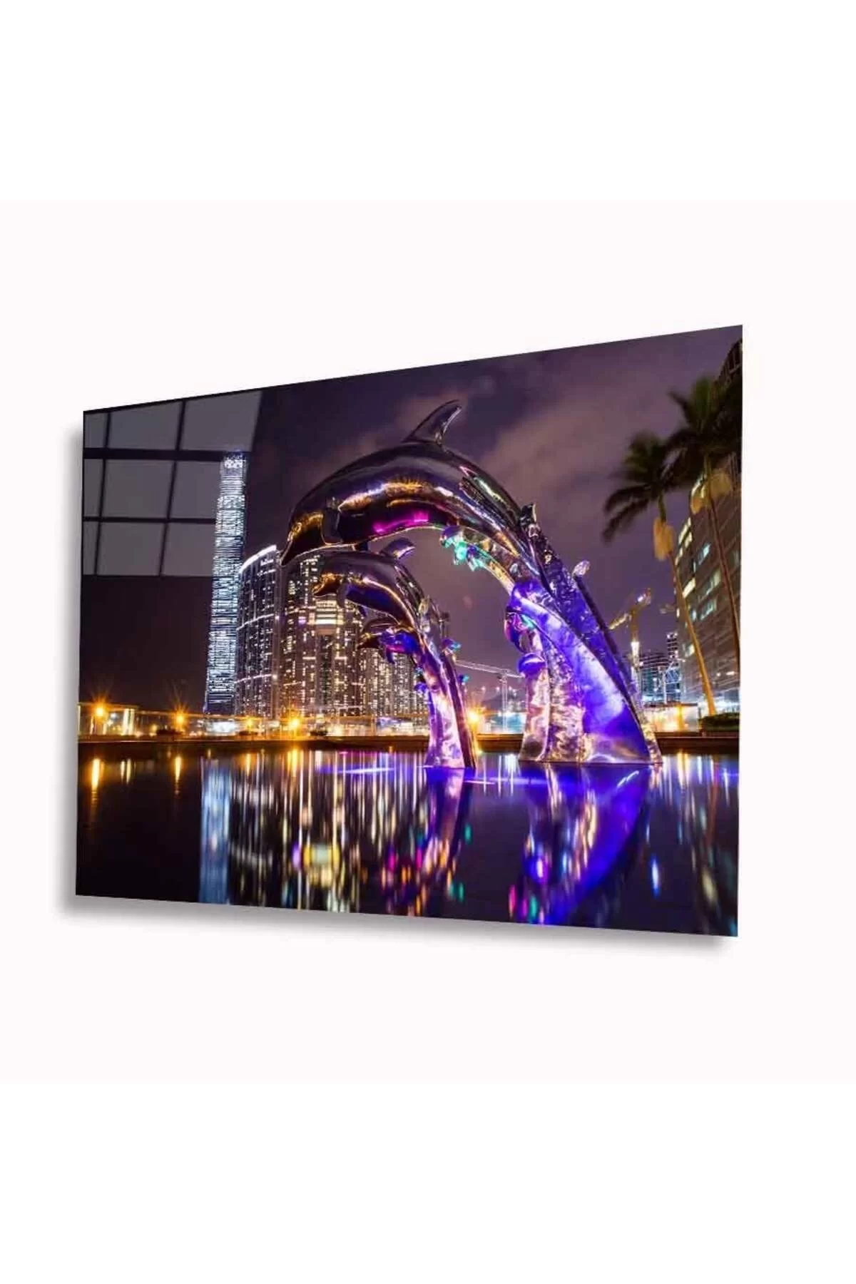 Illuminated Dolphins Glass Table 4mm Durable Tempered Glass