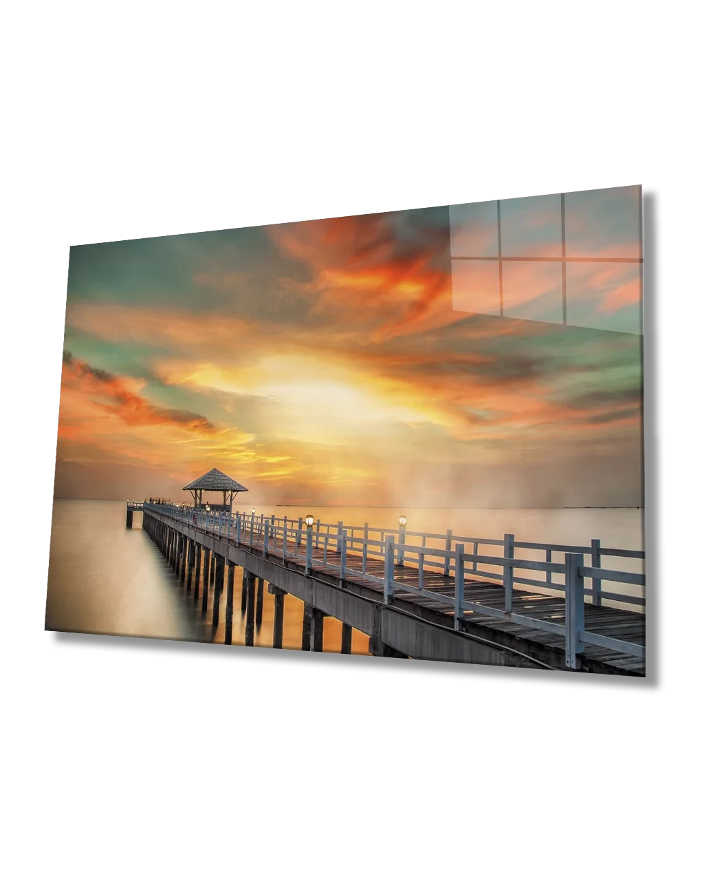 Pier Sea Sunset Glass Table Pier Sea Sunset Table