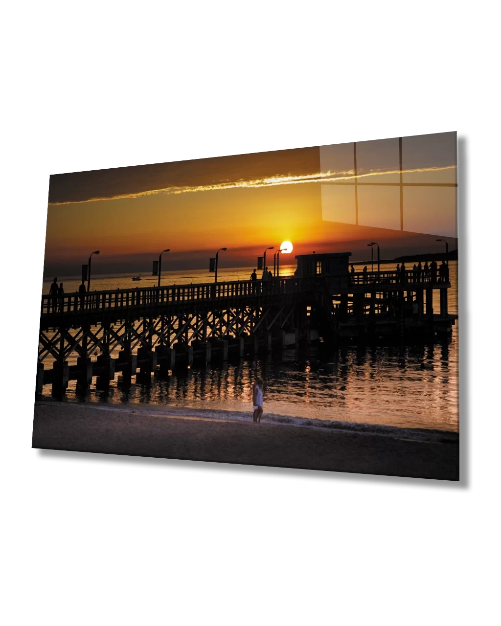 Pier Sunset Evening Sun Glass Painting