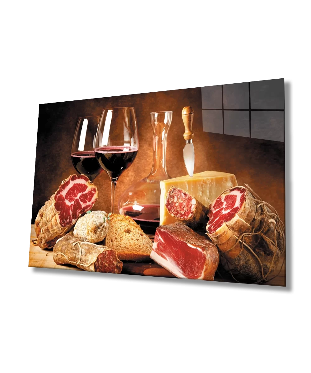 Smoked Meat Wine Kitchen Still Life Glass Table