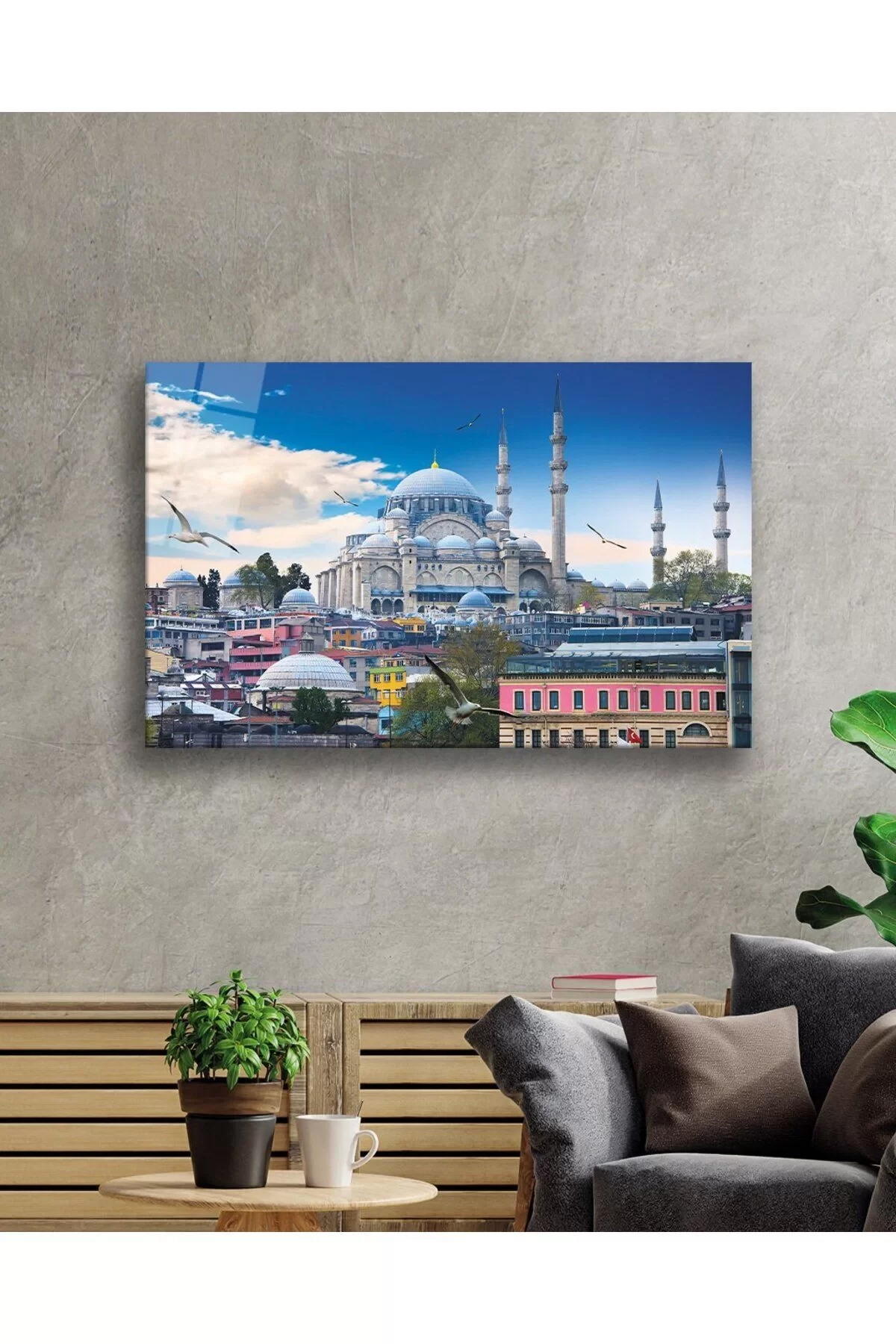 Istanbul Mosque Landscape 4mm Durable Glass Painting, Gift